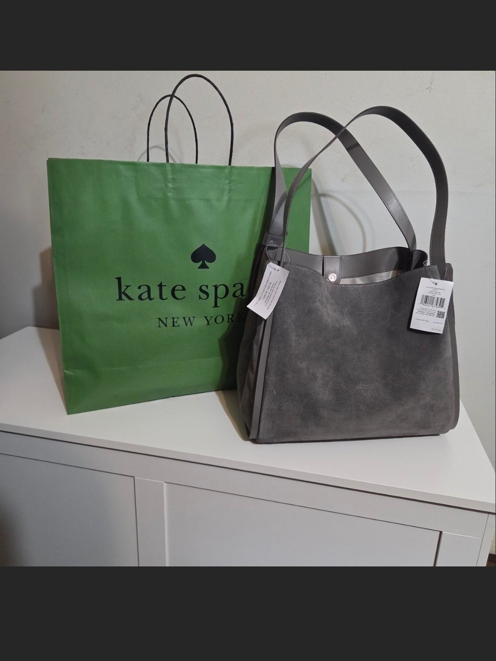kate spade Gray Suede Shoulder Tote